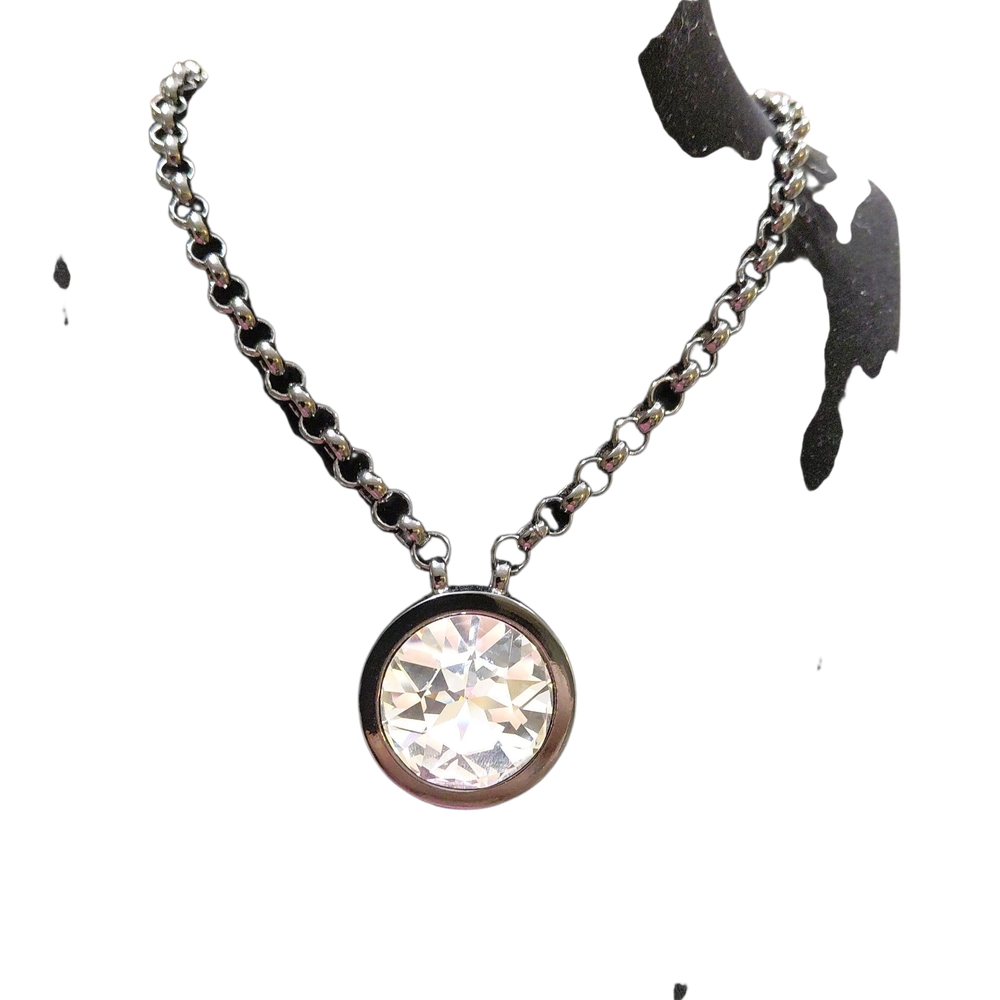 "Lola&Grace" Minimalist Black Shiny Metal with Swarovsky Crystal Pendant .....